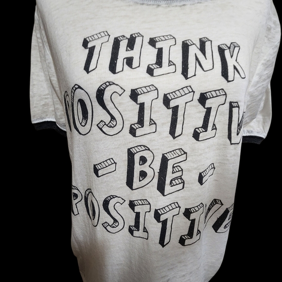 Wild Kiss White Graphic Print Womens MEDIUM T-shirt Think Positive Be Positive - Picture 2 of 9